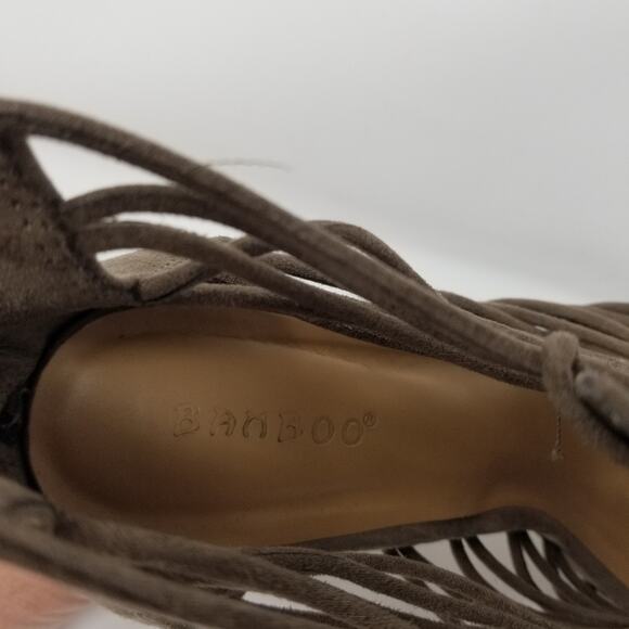 Bamboo Brown Suede Zip Back Heels Zipper Back Foot Hugging Heel Snug fit Size 10 - Picture 11 of 11